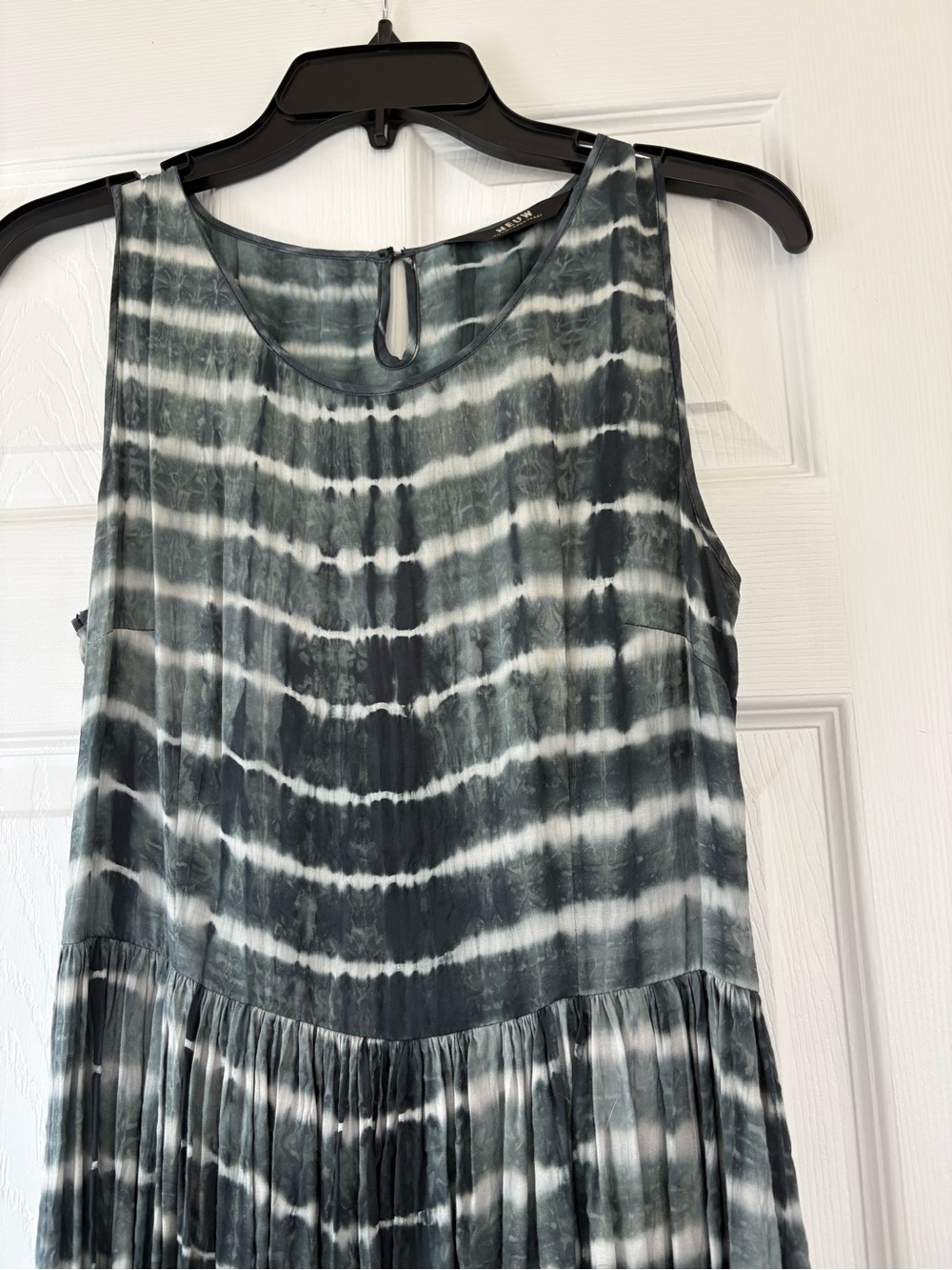 Anthropologie Grey and White Tie-Dye Sleeveless Dress